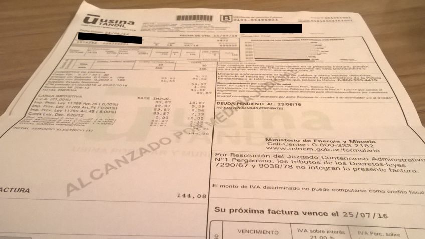 Van llegando las nuevas facturas de la Usina