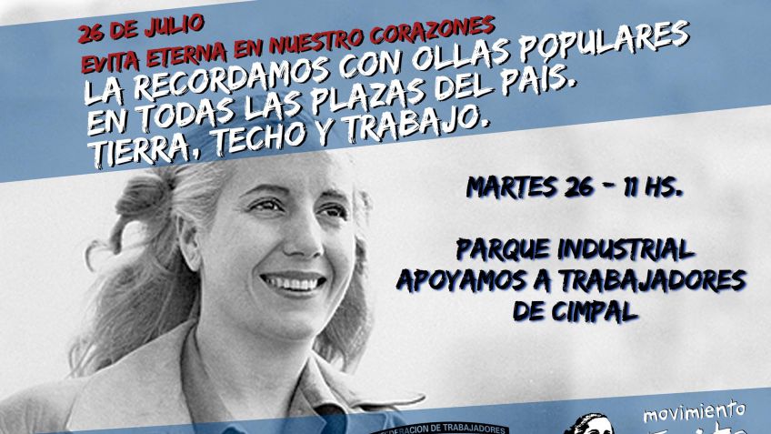 Olla popular y jornada de lucha en el aniversario del fallecimiento de Eva Perón