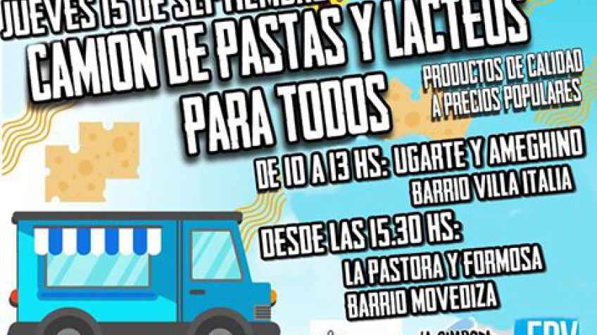 Este Jueves vendrá a nuestra ciudad el Camión de "Pastas, Panes y Lácteos para Todos"