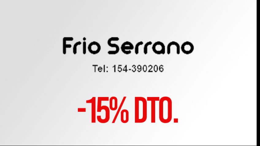 Frío Serrano. 15% de descuento