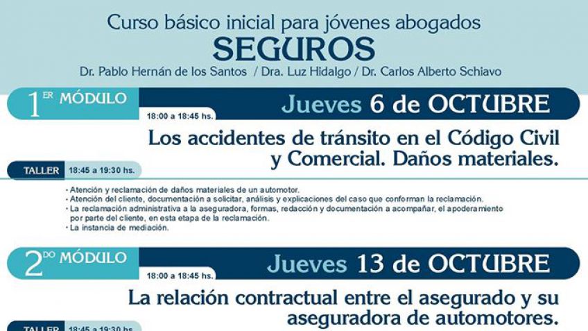 La Asociación de Abogados de Tandil dictará un curso básico inicial de Seguros