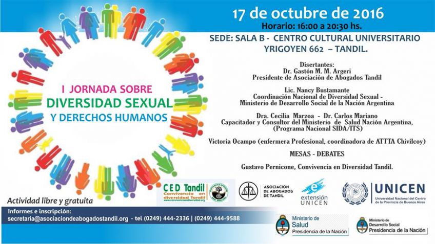 La Asociación de Abogados de Tandil invita a participar de la jornada "Sobre diversidad sexual y Derechos Humanos"