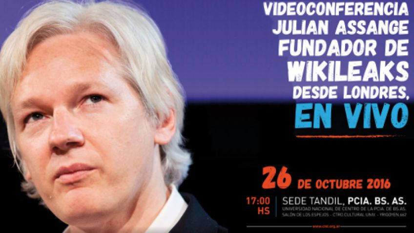Videoconferencia con Julian Assange en Tandil 