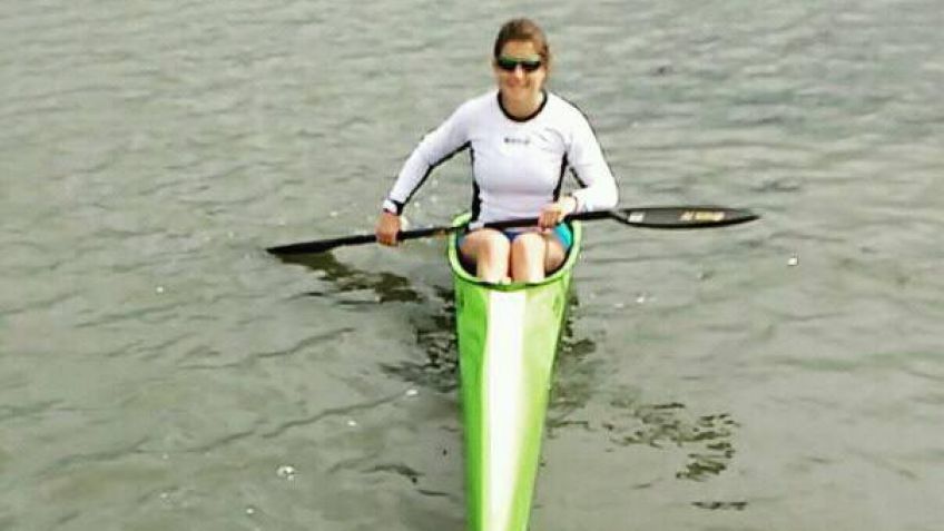 Antonella Brutti, palista del CNF, en el Campeonato Sudamericano de Canotaje Velocidad