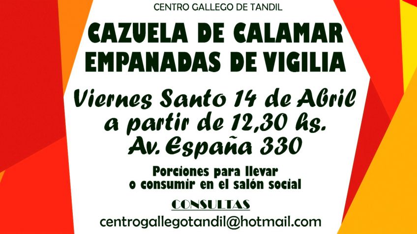 Cazuela de calamar y empanadas de vigilia en el Centro Gallego