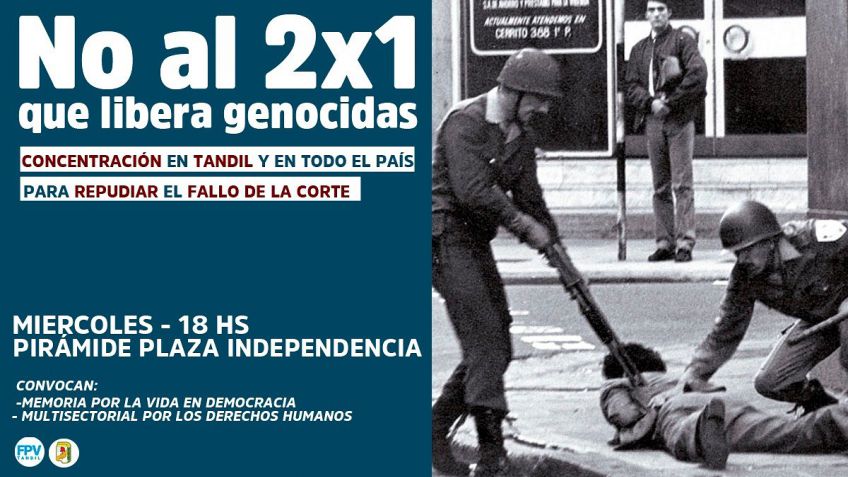 Habrá movilización en repudio al 2x1 que benefició a genocida