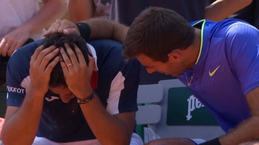 Quebrado en llanto, Almagro abandonó por lesión y Del Potro pasó de ronda