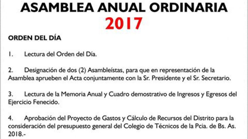 Asamblea del Colegio de Técnicos de la Provincia de Buenos Aires