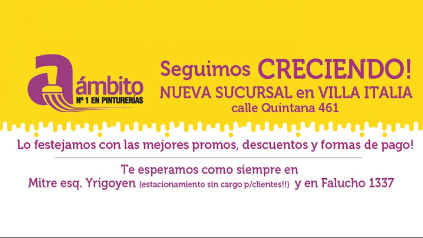 Pinturerías Ámbito ahora en Villa Italia