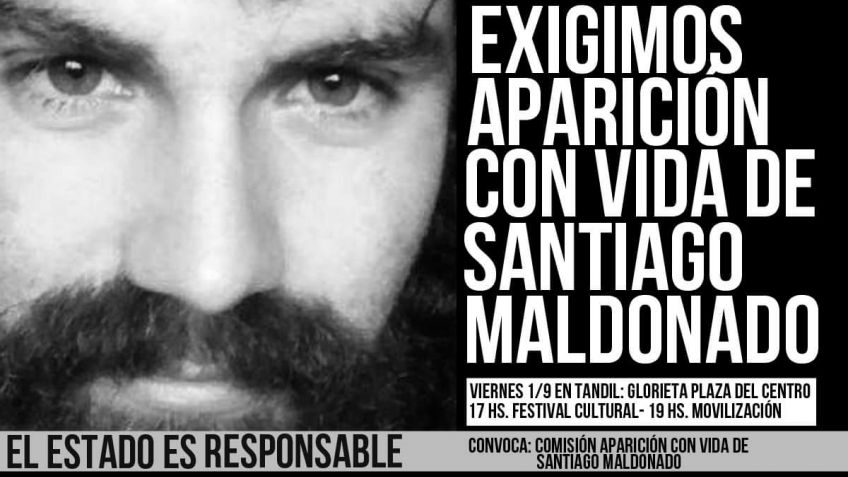 Convocan a una movilización al cumplirse un mes de la desaparición de Santiago Maldonado