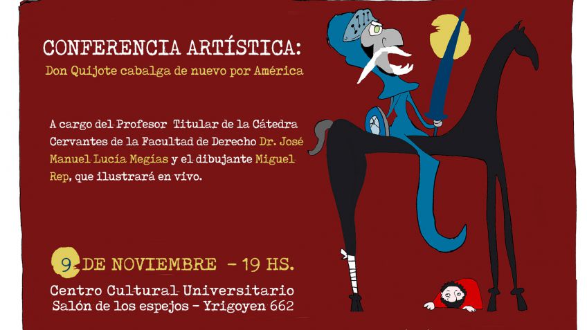 Miguel Rep en Tandil: Don Quijote, charla y dibujos