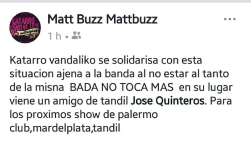 Katarro Vandáliko echó a su baterista tras una grave denuncia de violencia de género