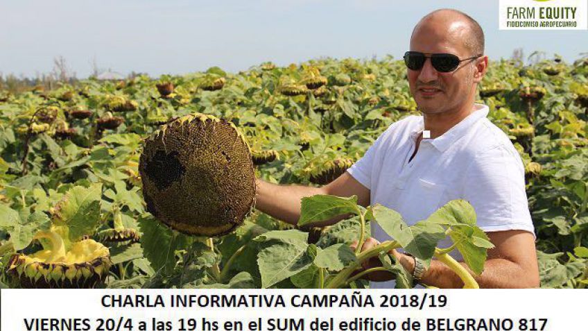 Se hará una charla sobre la campaña 18/19 del Fideicomiso Agropecuario Farm Equity