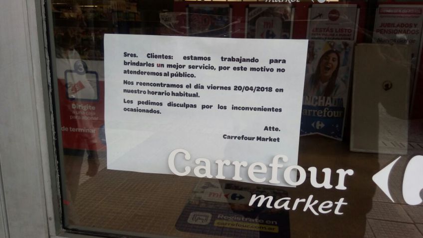 Mientras se negocia el acuerdo, Carrefour Market permaneció cerrado