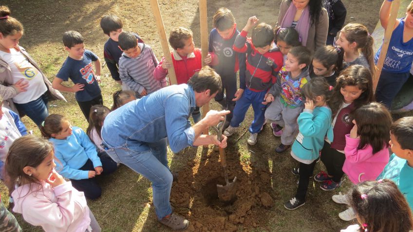 Aprendiendo sobre el cuidado de los árboles en la escuela