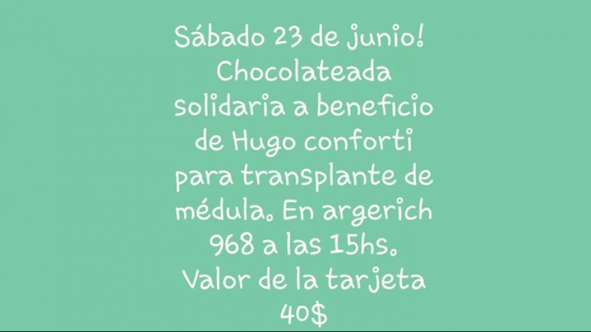 Chocolateada a beneficio de Hugo Conforti