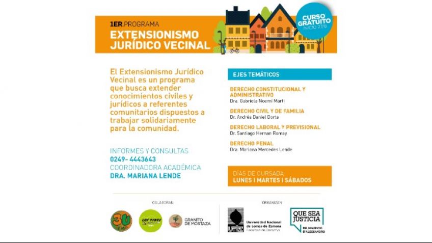 D'Alessandro  lanzará el programa  "extensionismo jurídico vecinal"