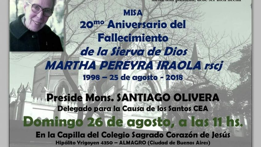 Misa aniversario del fallecimiento de Martha Pereyra Iraola