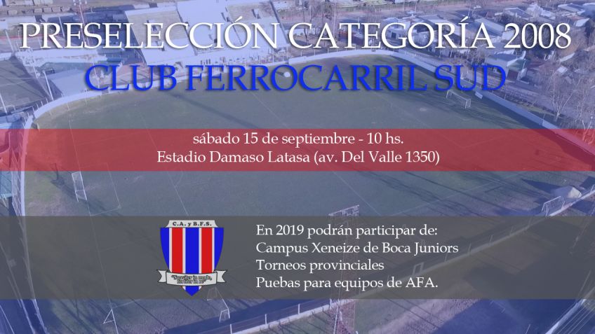 Ferro hará una preselección de futbolistas categoría 2008