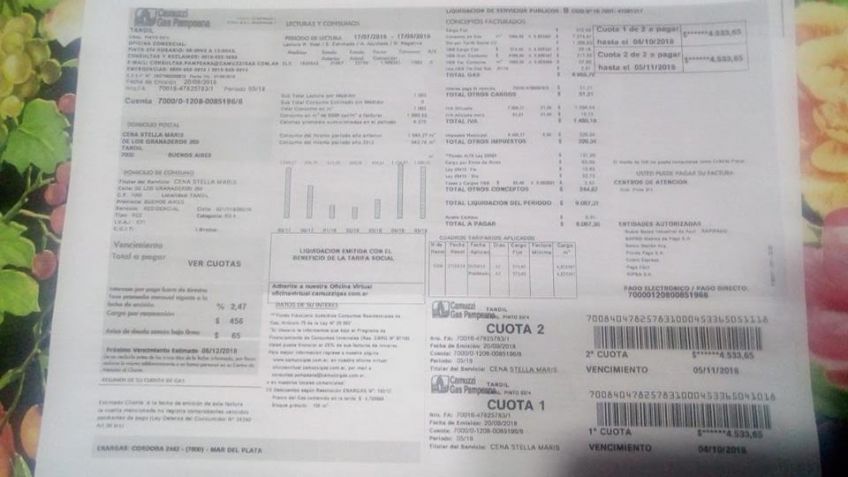 El Comedor de Cacha Cena recibió una factura de gas superior a los $9000