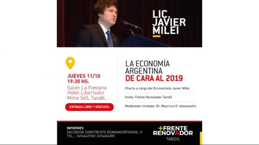 Javier Milei se presentará  con una charla abierta de economía