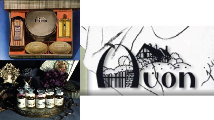 AVON: desde los primeros 5 perfumes Little Dot en 1870, al primer logo y la caja de fragancias, jabones, crema y talco de 1903