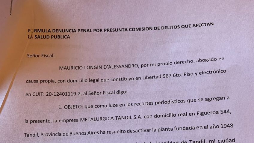 D'Alessandro denuncia a Renault por la contaminación ambiental que deja en Metalúrgica