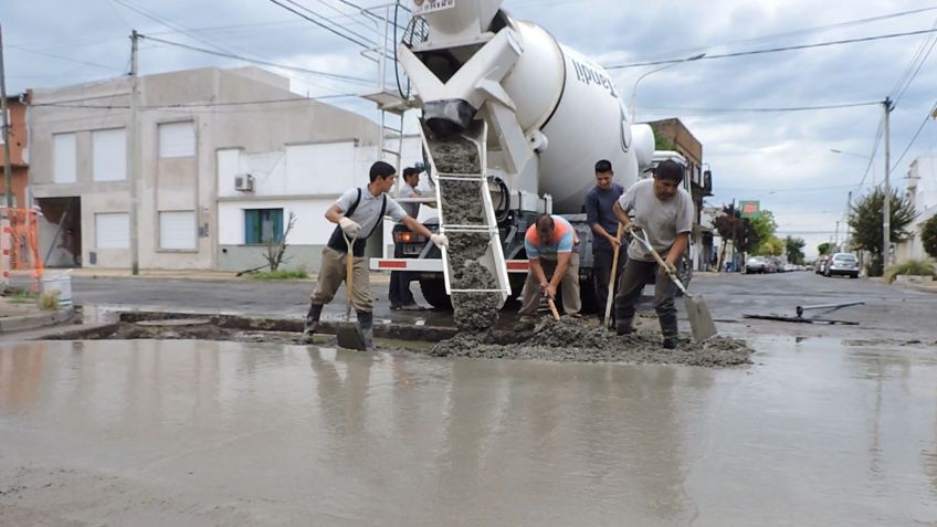 Avanzan obras de hormigonado en Yrigoyen y Montevideo