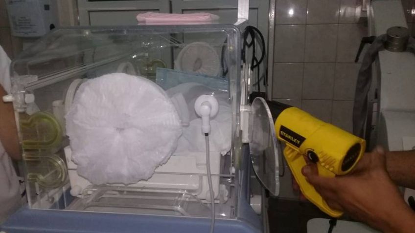 ¿El Hospital calentó una incubadora con una pistola de calor?