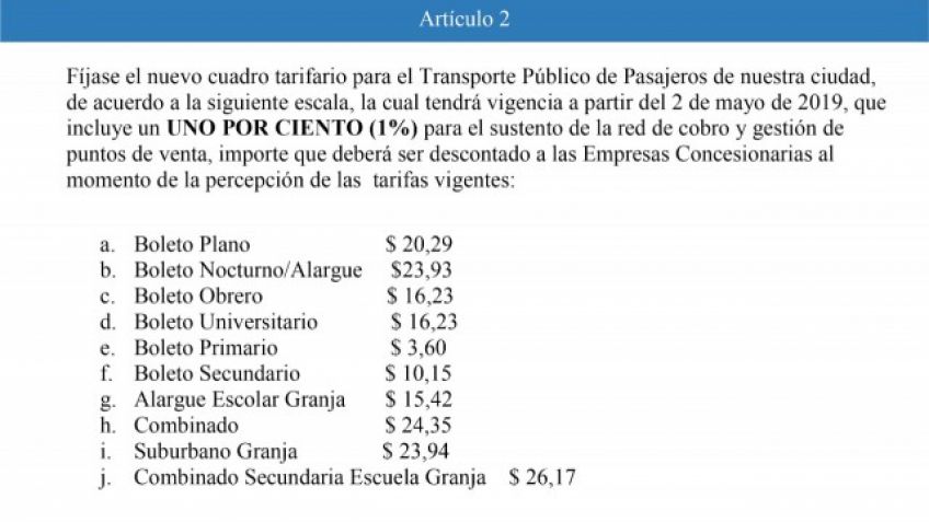 Rige el nuevo aumento de colectivo