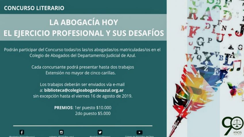 El Colegio de Abogados de Azul invita a participar de dos concursos