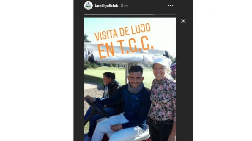 Carlitos Tévez pasó un día de golf en Tandil