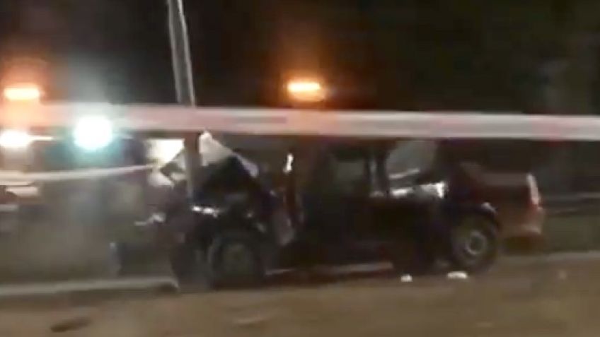 Cuatro heridos al chocar un auto contra una columna en el distribuidor de Fleming