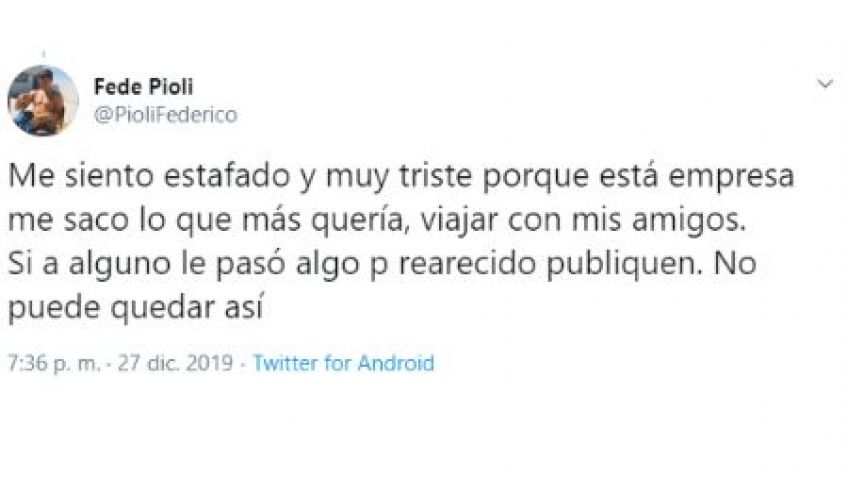 Denuncian que una empresa de viajes estafó a un estudiante