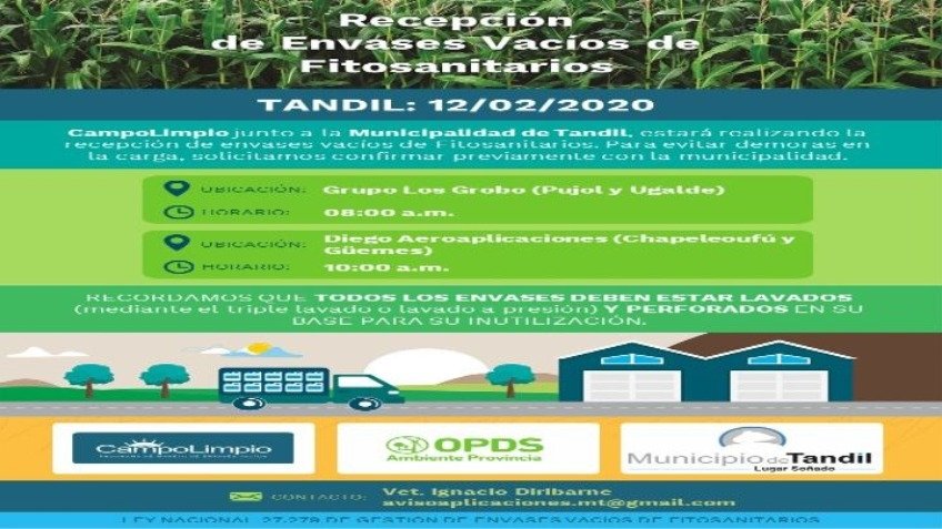 Se realizará una nueva campaña de recolección de envases vacíos de fitosanitarios