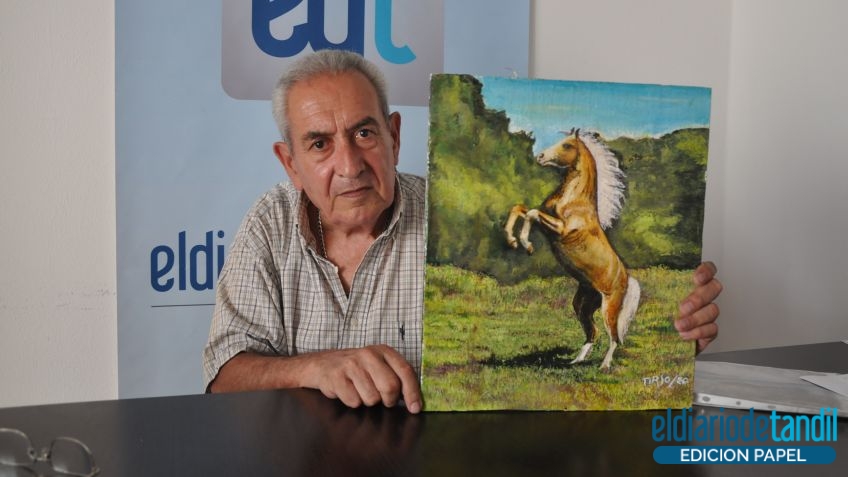 Una de sus nuevas obras, una serie con caballos que tiene a la venta