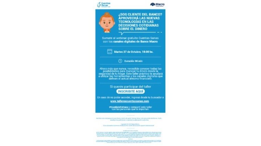Banco Macro amplía sus capacitaciones virtuales del programa cuentas sanas