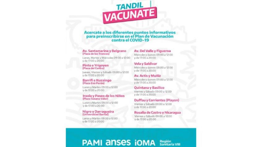 Conocé los puntos de información e inscripción al Plan Provincial de Vacunación 