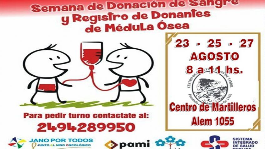 Se realizará una colecta externa de sangre en el Centro de Martilleros