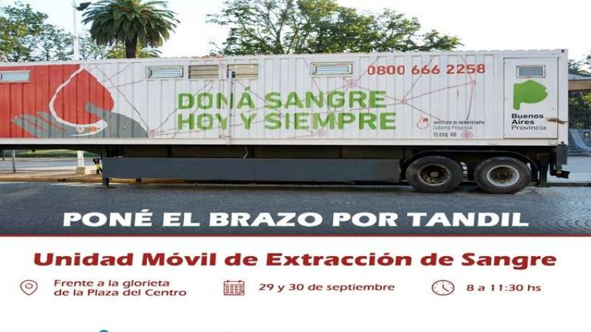 El camión de donación de sangre estará en Tandil la semana próxima