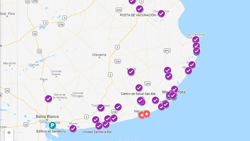 Provincia creó un mapa con los puntos de vacunación y testeo en distritos turísticos
