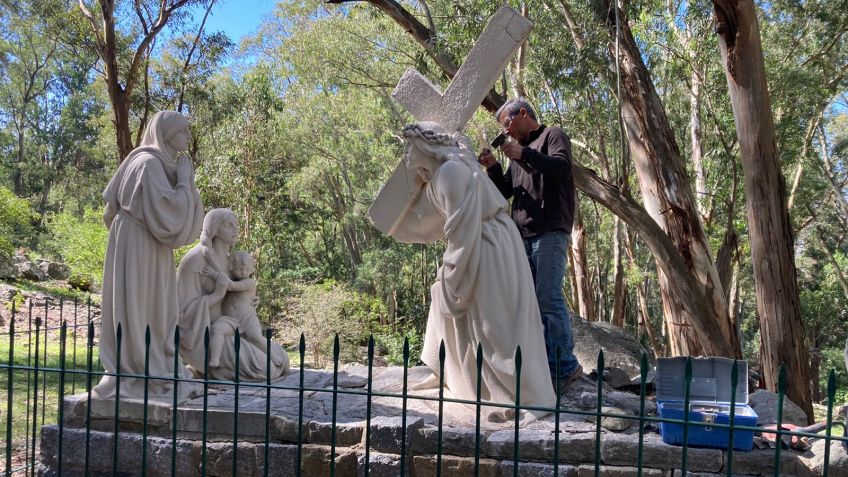Completaron la restauración de las esculturas del Calvario