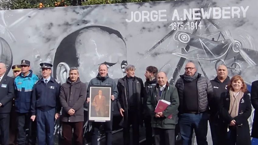Descubrieron un mural homenaje a Jorge Newbery