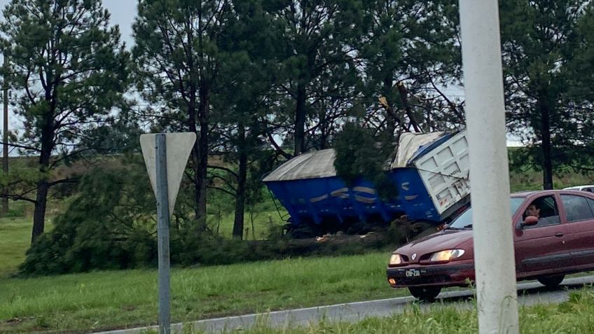 Camión se despistó en la rotonda de Ruta 226 y 30