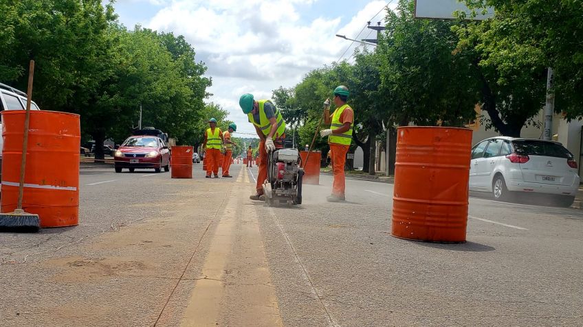 Iniciaron la construcción del cordón central en la avenida Avellaneda 