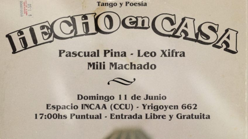 "Hecho en casa", tango y poesía, este domingo en la Sala Incaa de la Unicen