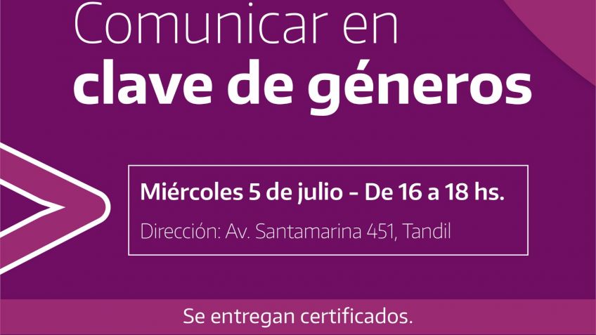Se brindará una capacitación para "Comunicar en Clave de Género"