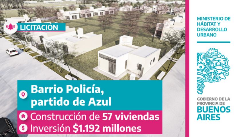 La Provincia llamó a licitación para construir 57 viviendas en Azul