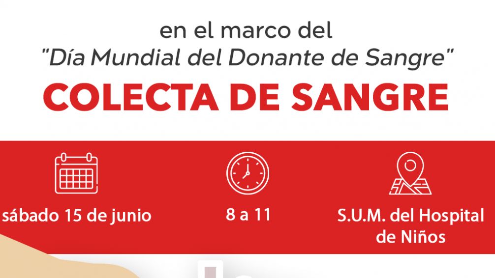 El sábado se realizará una Colecta de Sangre en el Hospital Debilio Blanco Villegas