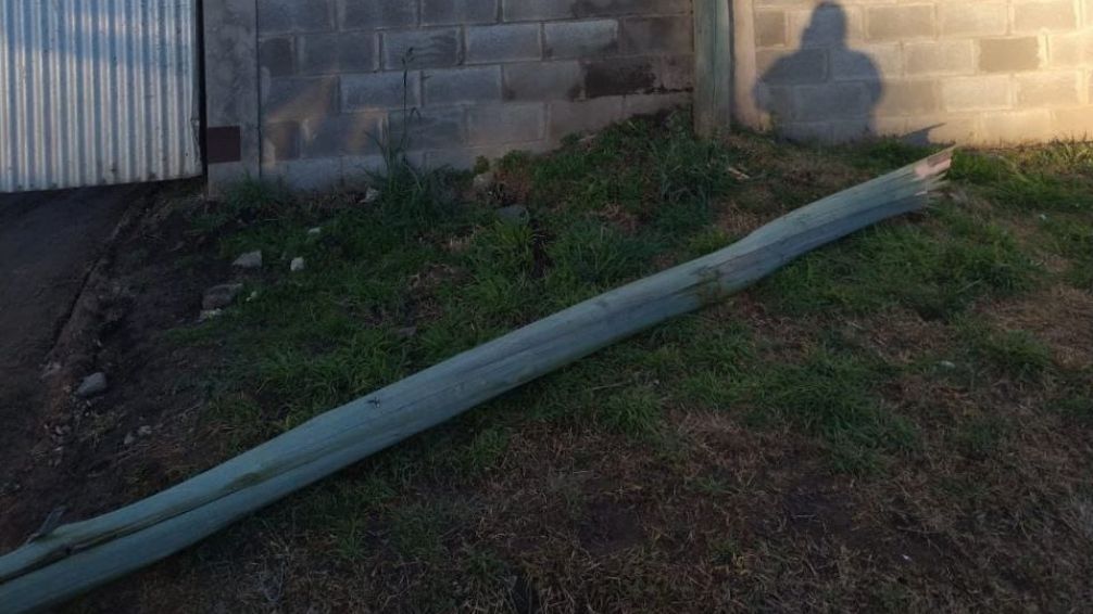 Robaron cables y quebraron un poste de luz